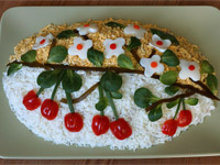 Салат с морской капустой и крабовыми палочками