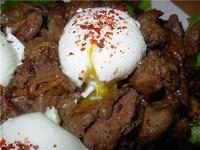 Тёплый салат с куриной печенью