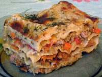 Лазанья с фаршем и баклажанами