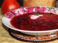 Постный борщ с маринованной свёклой