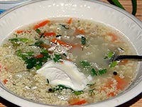 Лёгкий овощной суп с яйцом